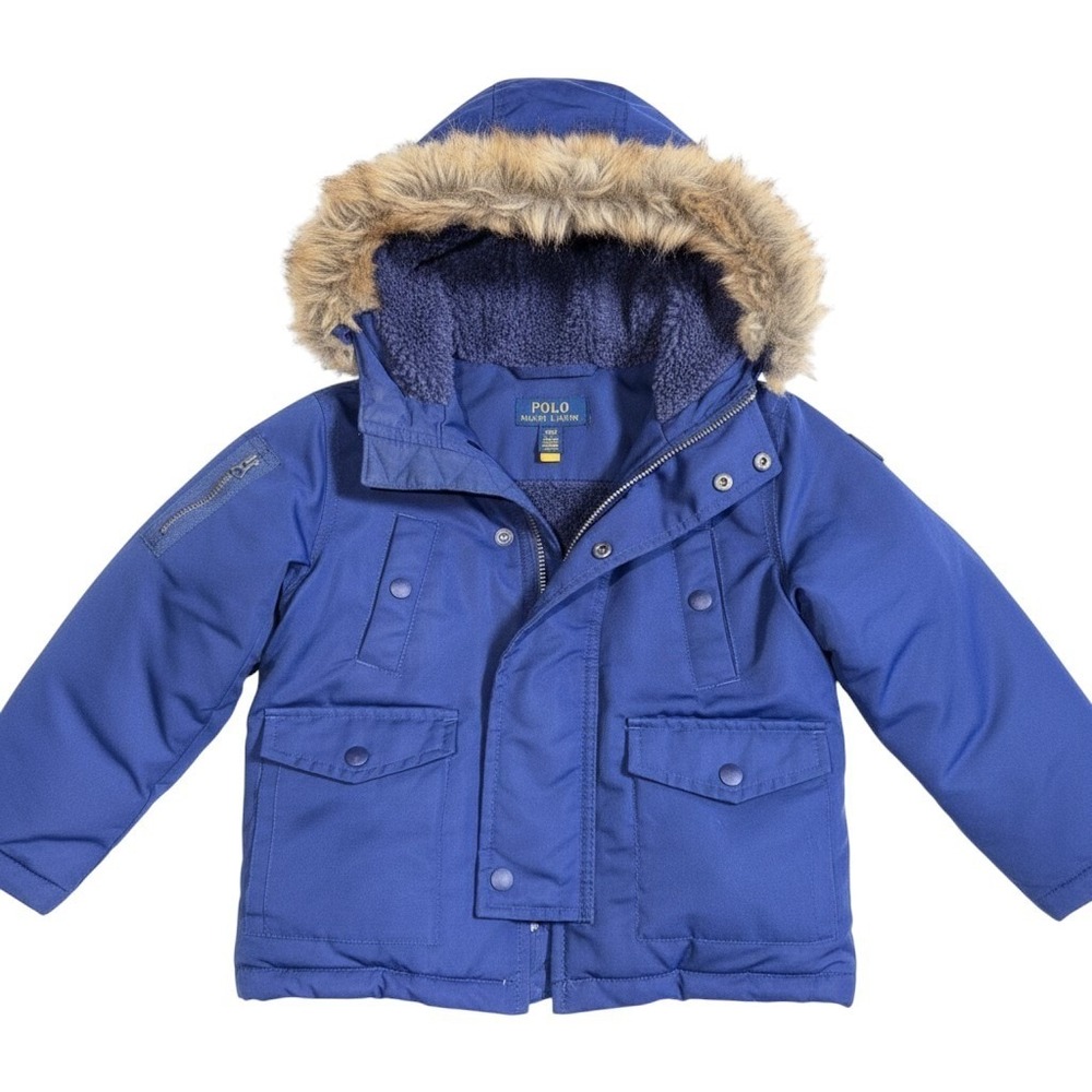 Polo Ralph Lauren Toddler Boys Navy Blue Hooded Winter Parka Jacket Size 2 2T